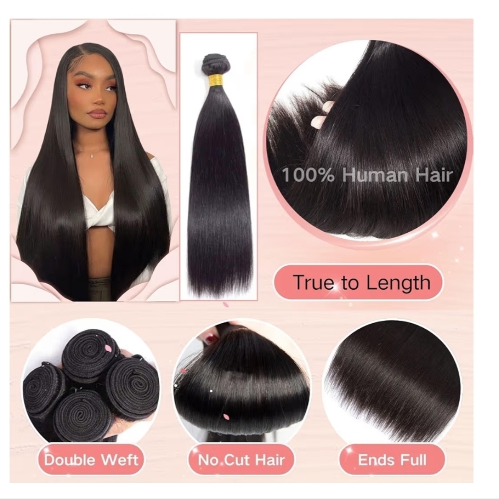 12A Human Hair Bundles Straight 14 Inch - Picture 2 of 8
